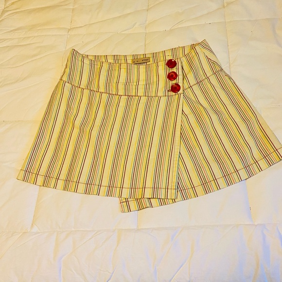 Rainbow 🌈 striped front/side-button wrap miniskirt size L - Picture 2 of 9